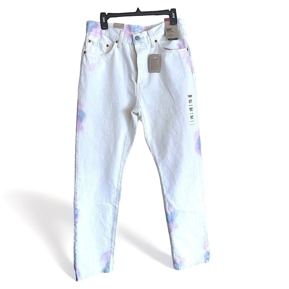 NWT LEVIS Strauss 501 Button Fly High Waist Straight Jean 30x 30 White …Hippie - Picture 11 of 16